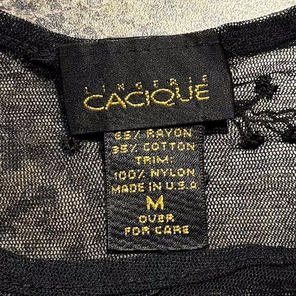 Cacique Top Sheer Whimsigoth Y2K Fairy Grunge Witchy Coquette Mesh Black Medium - Picture 2 of 5